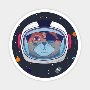 Sad Cat with Astronaut Helmet Magnet